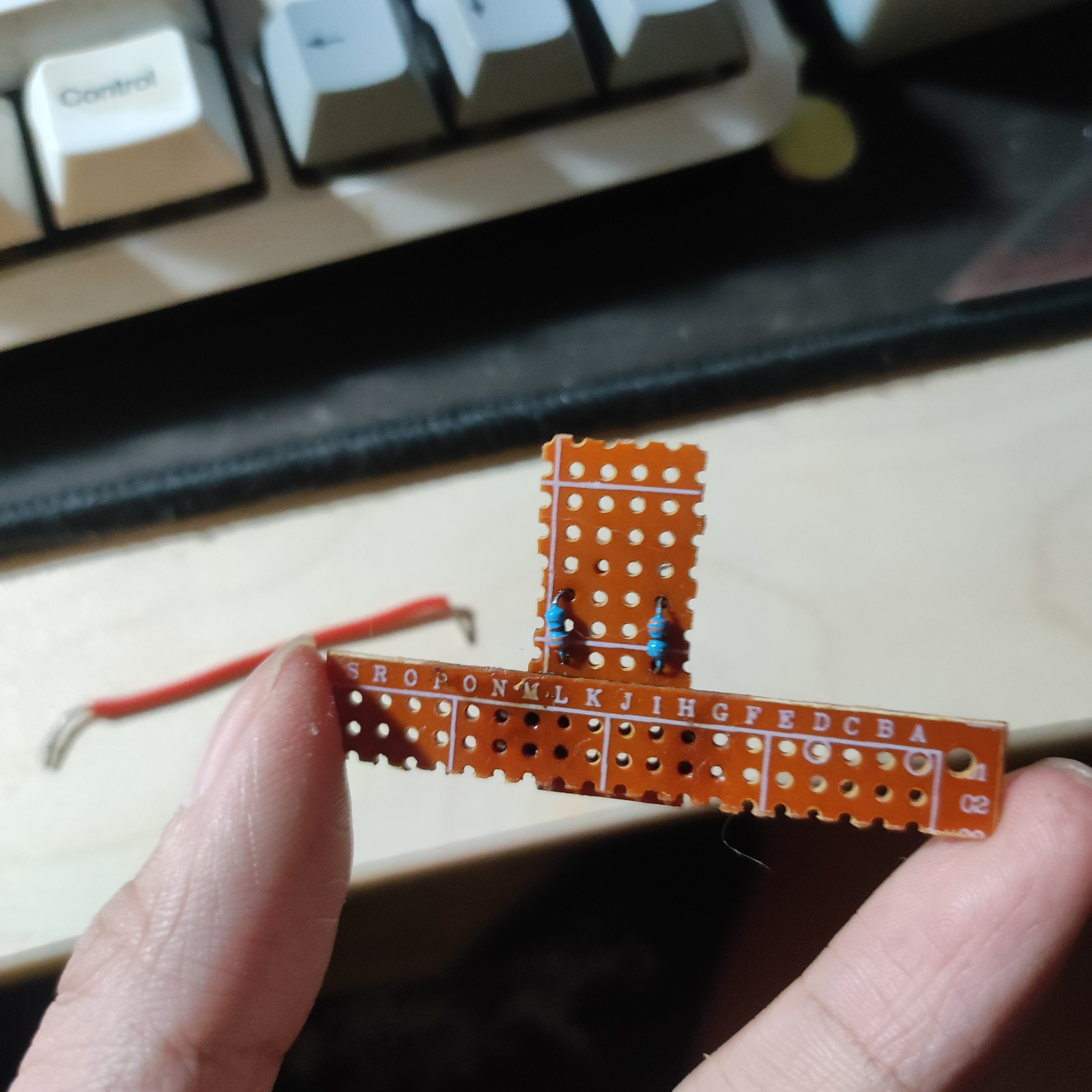 Current-limiting resistors on makeshift bridge - Front