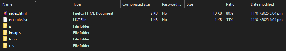 Default template zip file